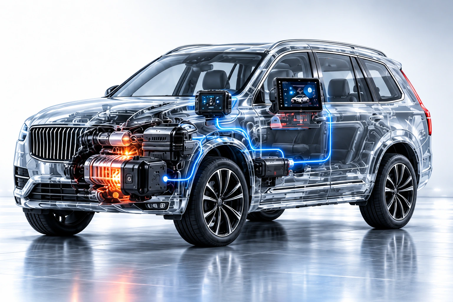 Прозрачный автомобиль с системами защиты, автозапуска, отопления и мультимедиа